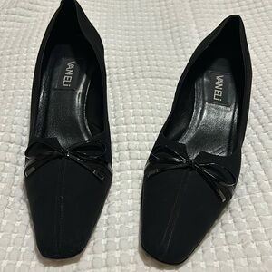 Vaneli Black Square Toe Kitten Heels Bow Size 10N